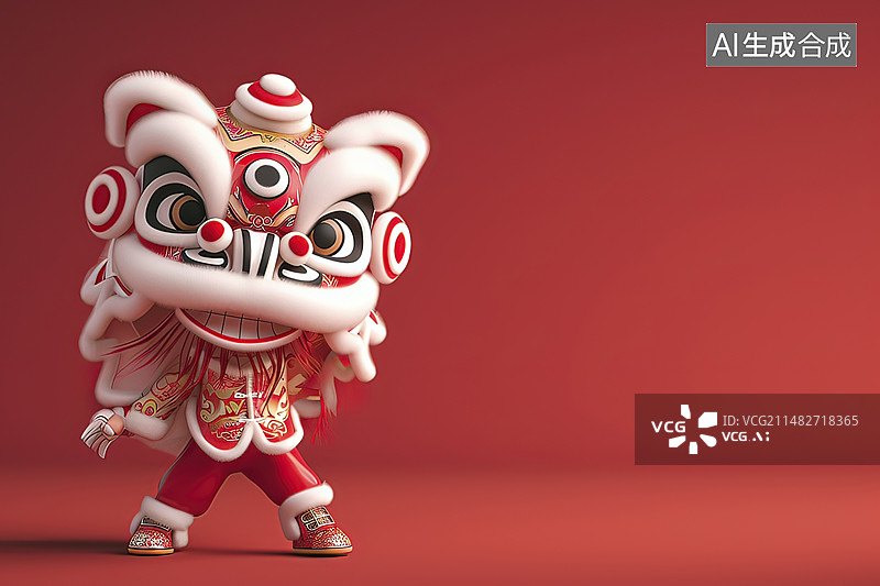 【AI数字艺术】舞狮卡通人物图片素材