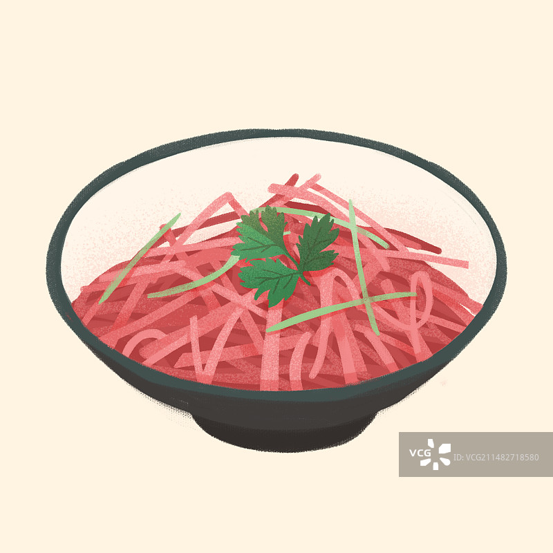食材萝卜丝凉拌萝卜泡菜手绘插画图片素材