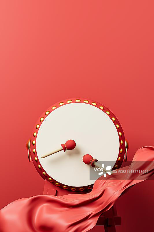 红色背景下的鼓图片素材