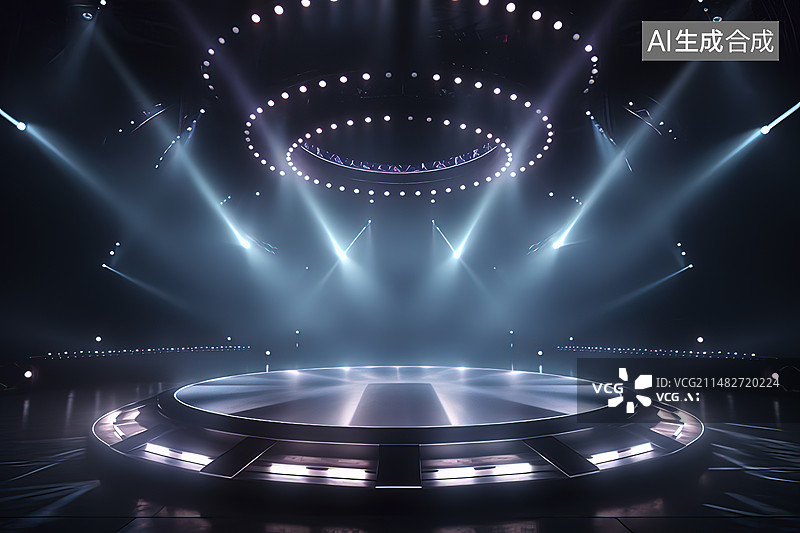【AI数字艺术】镭射灯光舞台背景图片素材