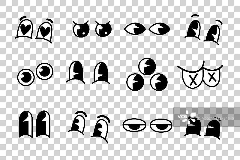 复古卡通滑稽眼睛古怪复古30、60年代图片素材