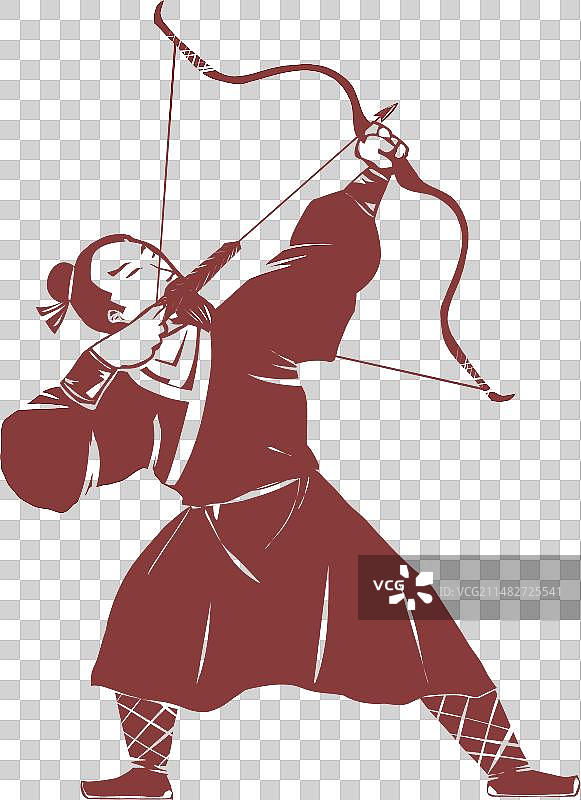 弯弓射箭的古代武士猎人元素图片素材