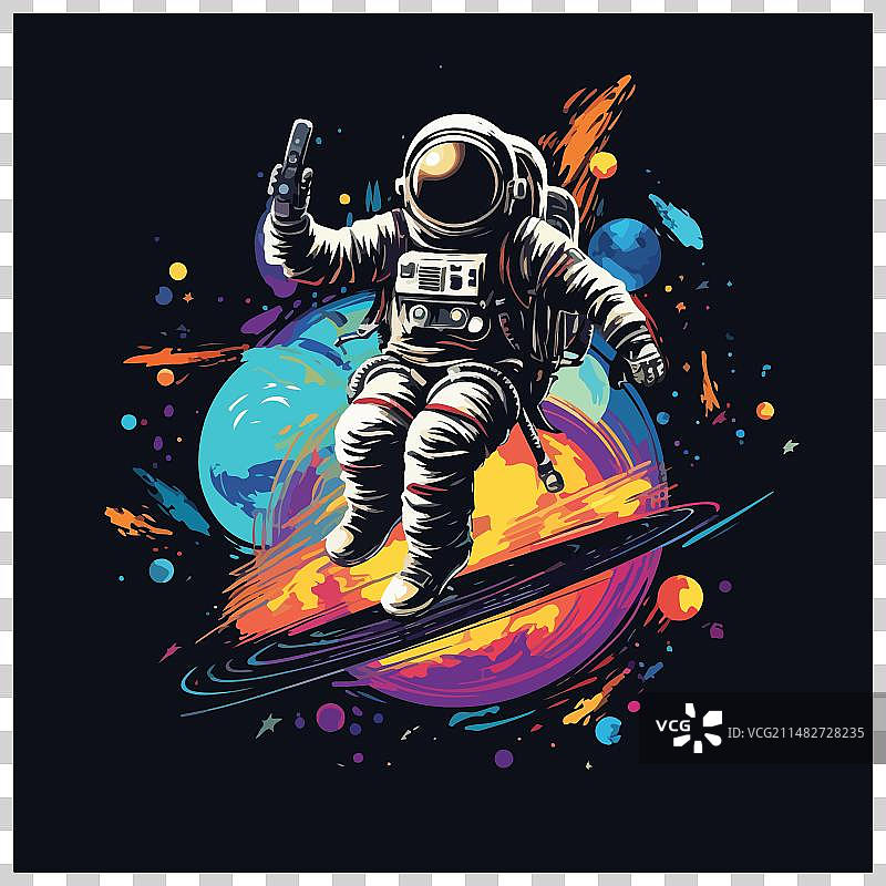 太空宇航员行星图片素材