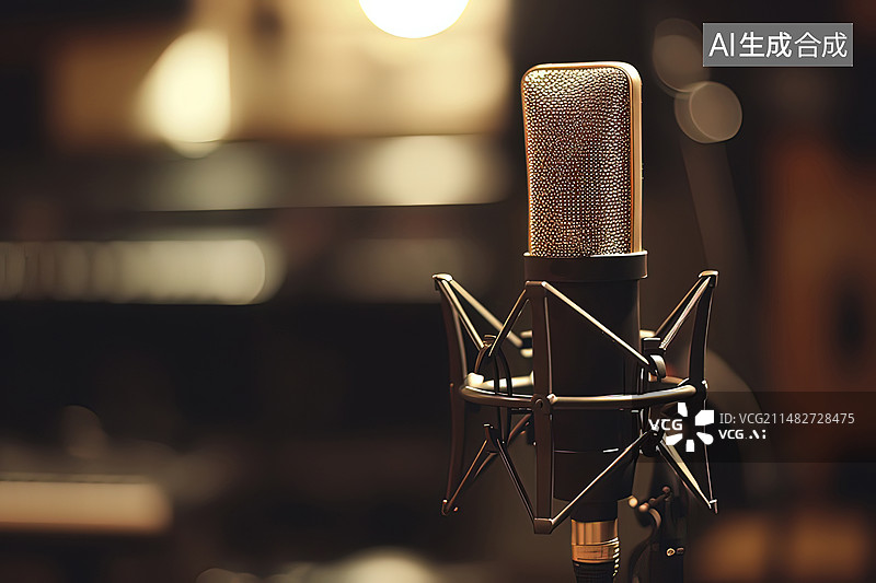 【AI数字艺术】录音棚麦克风图片素材
