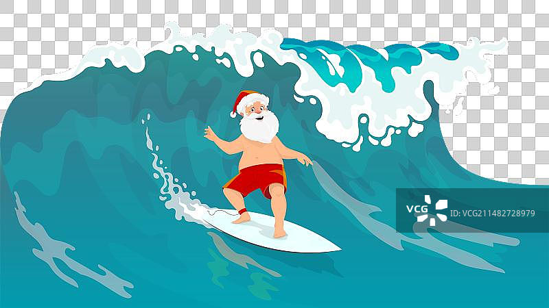 卡通圣诞老人冲浪图片素材