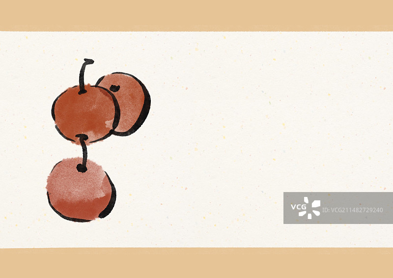 水墨风内蒙古美食插画-沙果图片素材