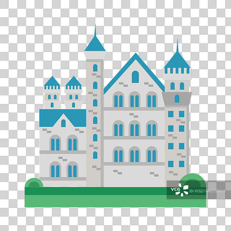 德国新天鹅堡蓝色屋顶图片素材