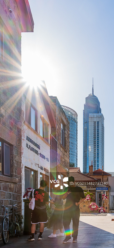 山东省烟台市芝罘区虹口文化历史街区城市建筑风光图片素材