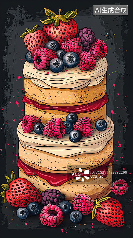 【AI数字艺术】黑色背景下的水果和水果特写镜头图片素材