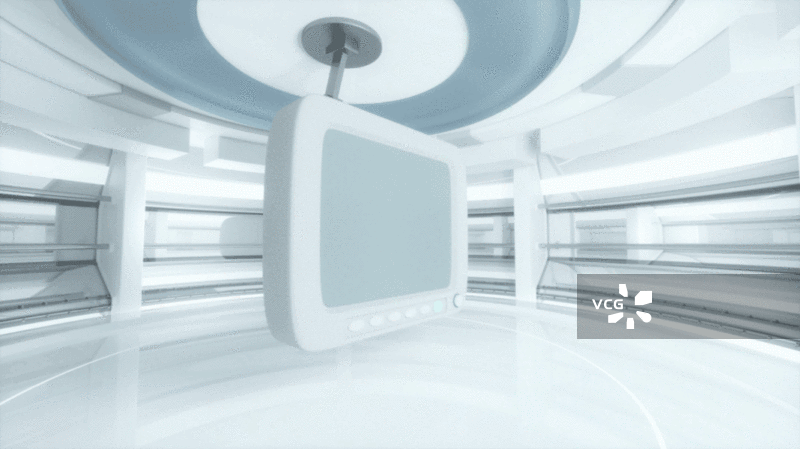 空房间内的空白屏幕显示器图片素材