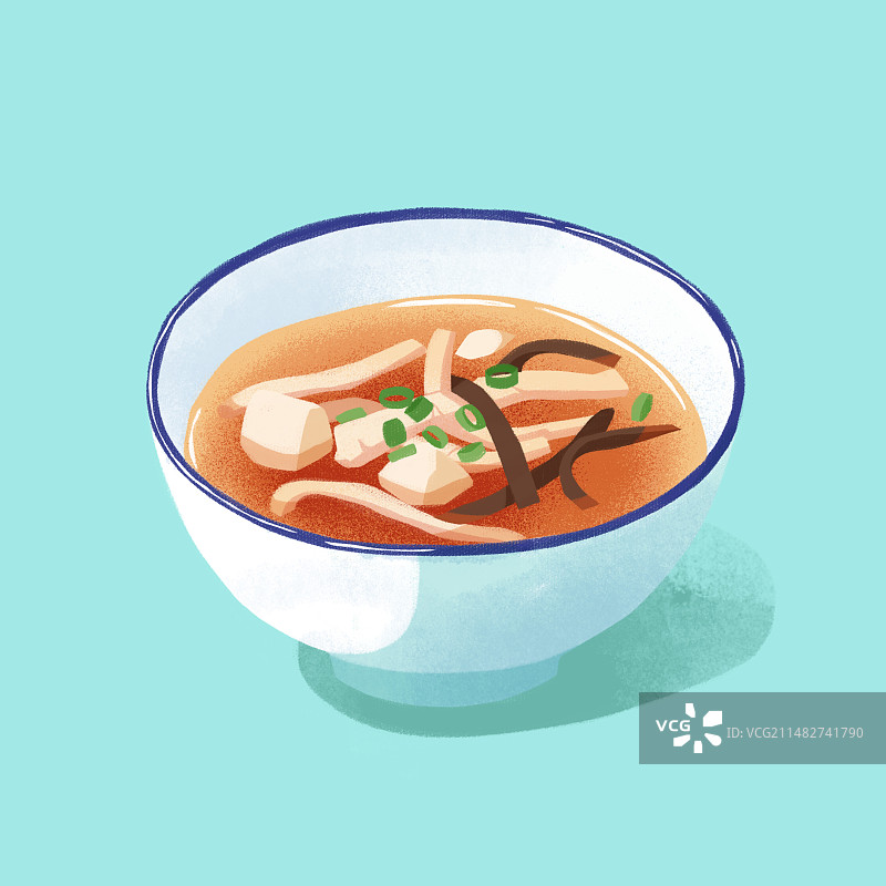 美食一碗酸辣汤胡辣汤手绘插画图片素材