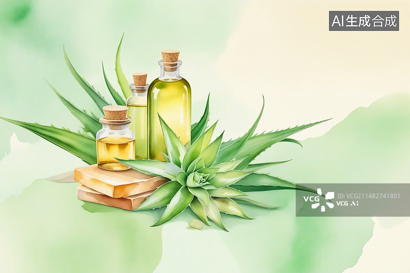【AI数字艺术】芦荟美妆设计模版图片素材