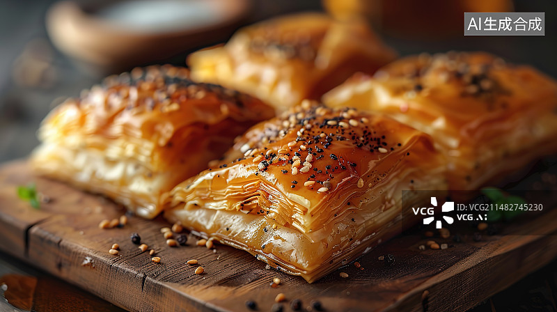 【AI数字艺术】切菜板上的面包特写镜头图片素材