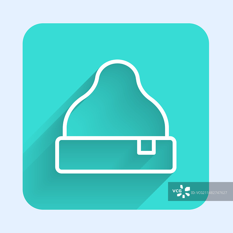 白色线条无檐小便帽图标，长阴影图片素材