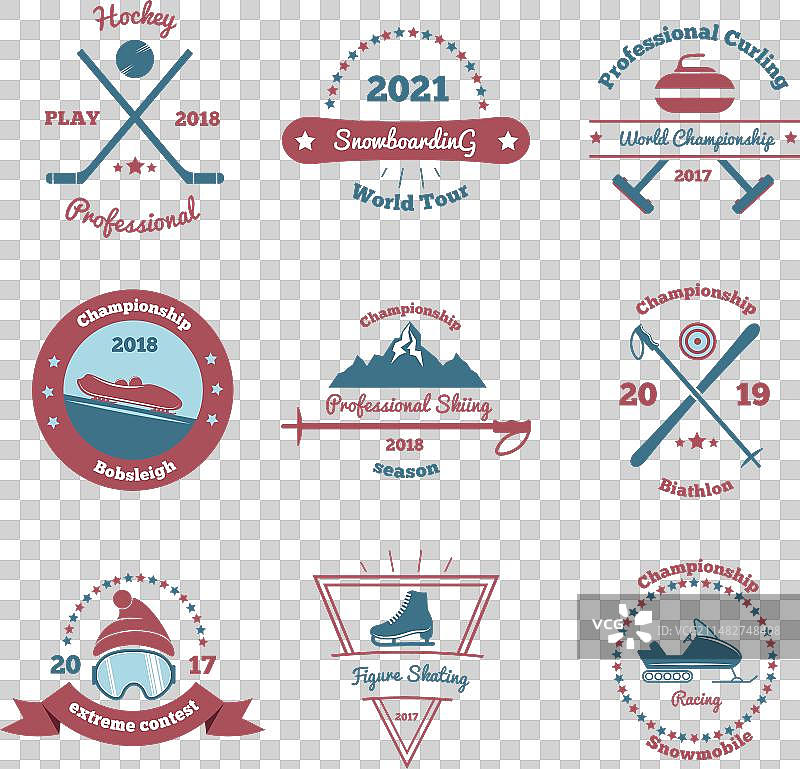 冬季运动彩色标志合集图片素材