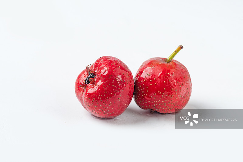 白底上的一堆新鲜山楂特写图片素材