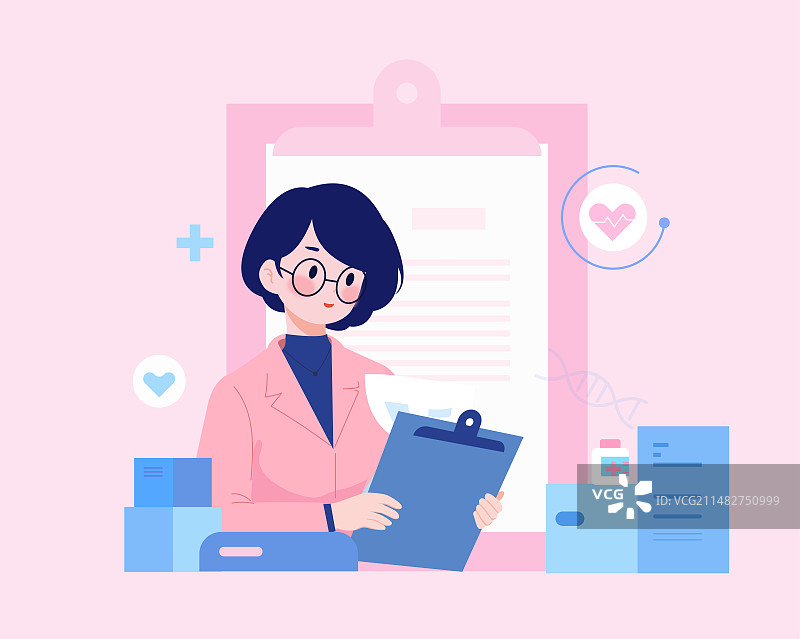 妇科女医生工作场景半身像矢量插画图片素材