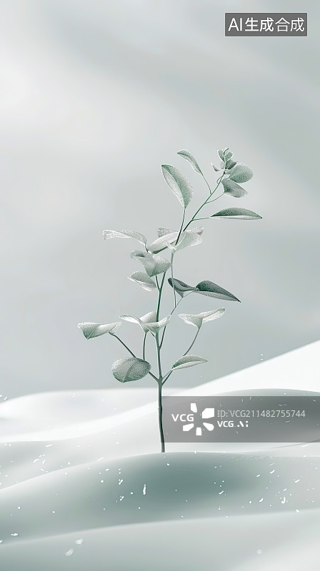 【AI数字艺术】白色背景下植物的特写镜头图片素材