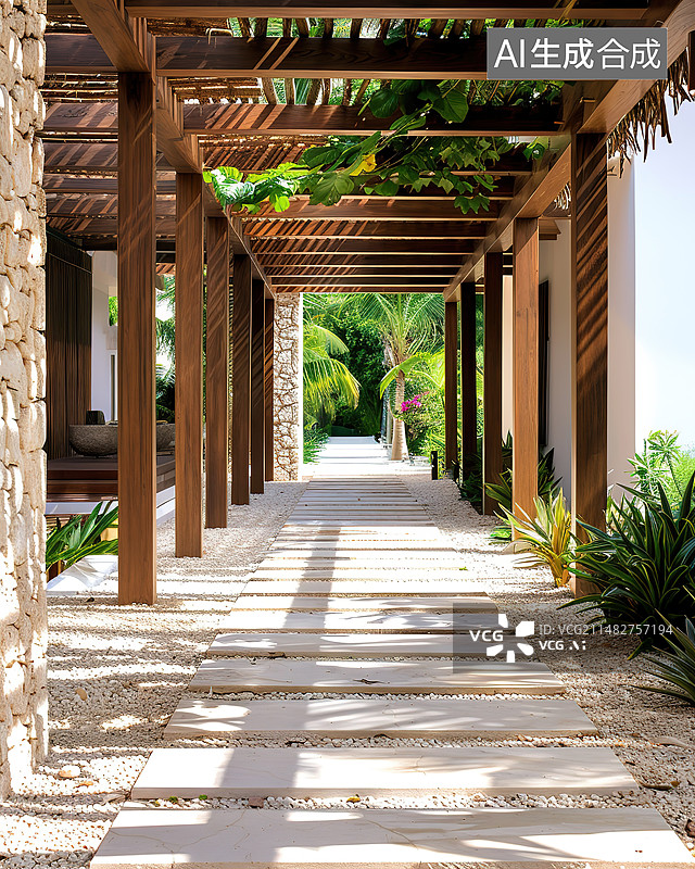 【AI数字艺术】古典建筑的长廊图片素材