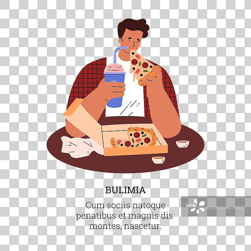 男人吃披萨和汽水图片素材