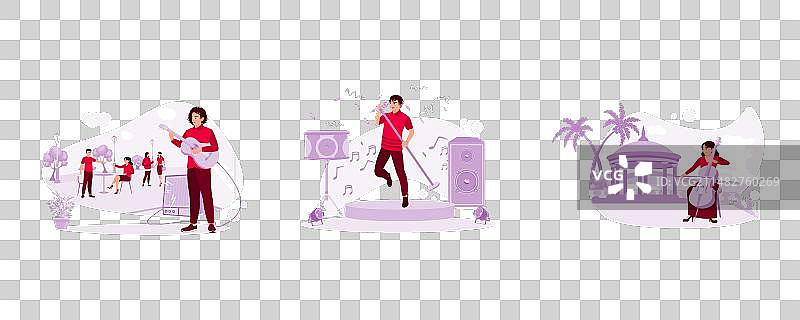 街头音乐家弹奏电声吉他图片素材