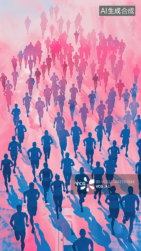 【AI数字艺术】人们在城市里行走的高角度视角图片素材