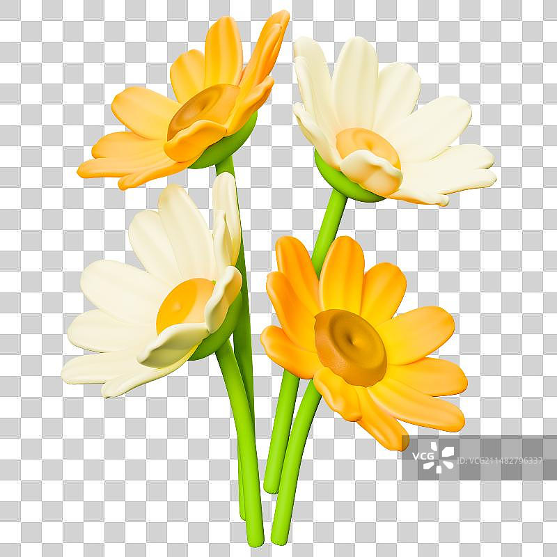 3D插画元素春天春日踏青赏景鲜花盛放图片素材