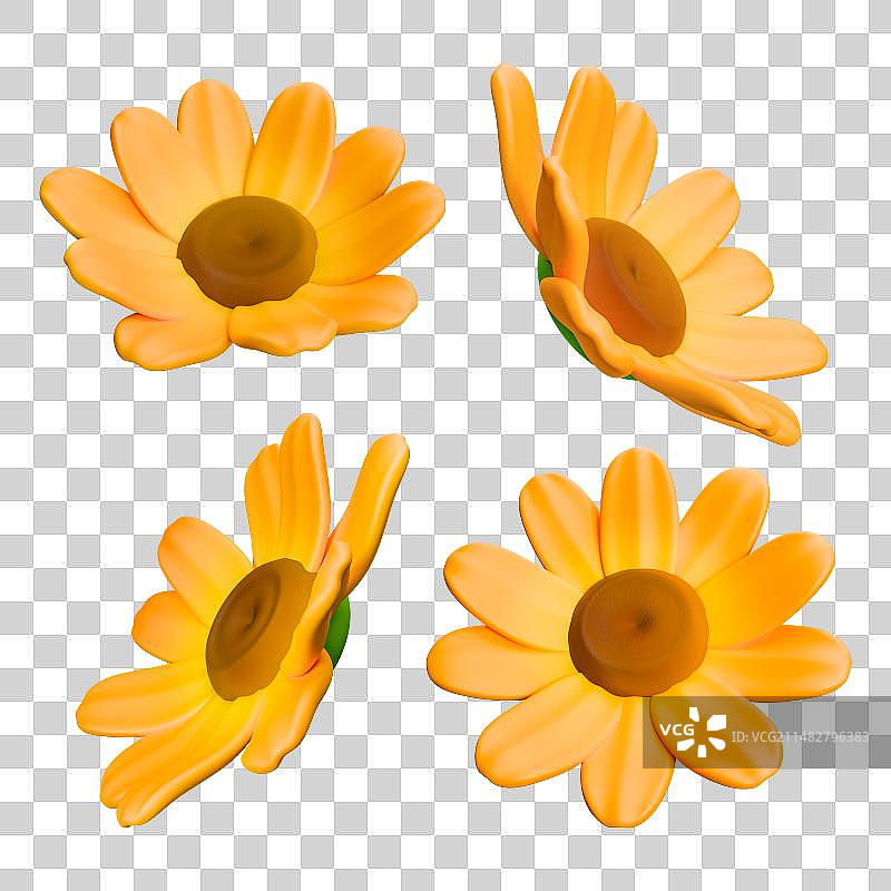 3D插画元素春天春日踏青赏景鲜花盛放图片素材