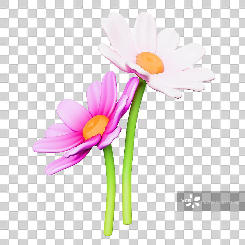 3D插画元素春天春日踏青赏景鲜花盛放图片素材