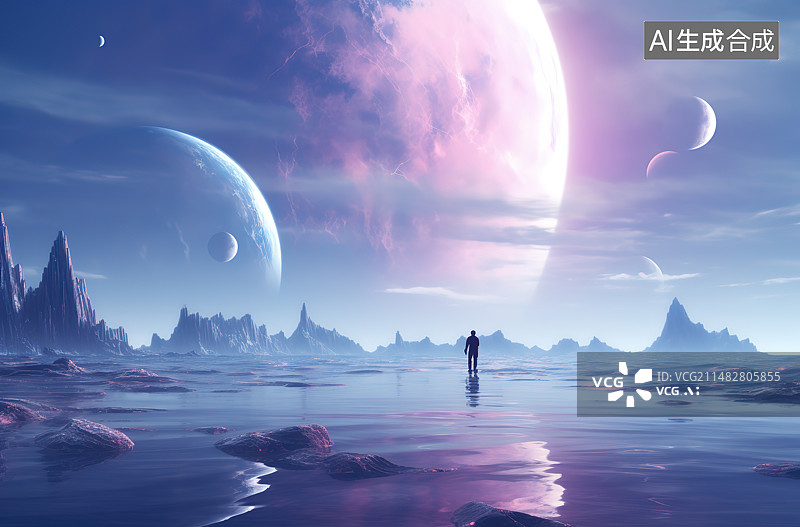 【AI数字艺术】在海滩上的人的剪影图片素材