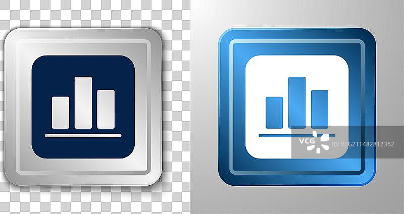 蓝色背景上的白色饼图信息图表图标图片素材