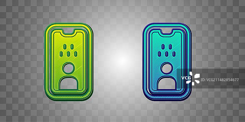 孤立的出租车司机绿色和蓝色驾驶证图标图片素材