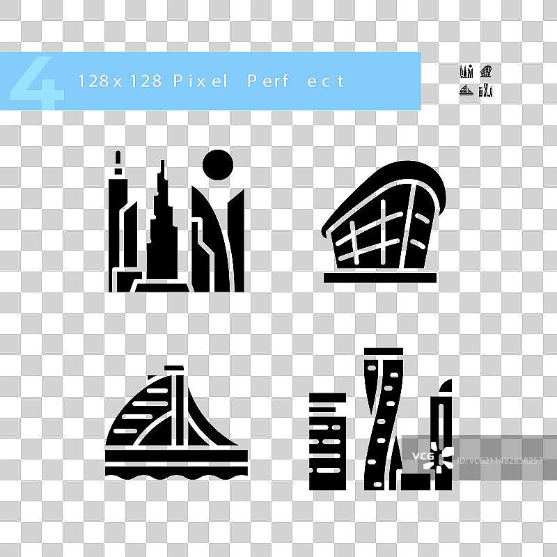 迪拜现代建筑地标黑色图符图片素材