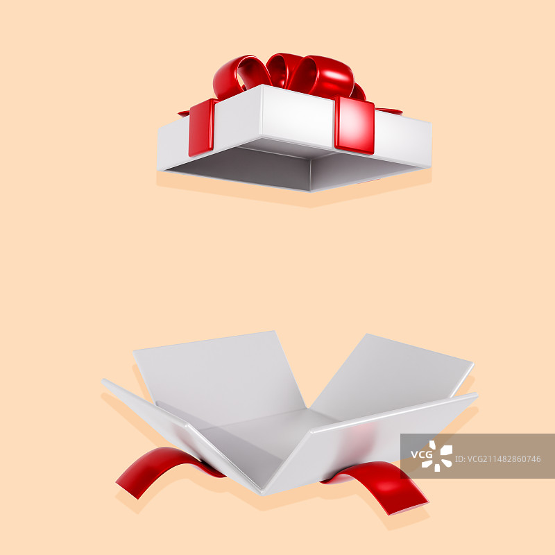 3D渲染的打开的礼盒礼物电商购物促销元素插画图片素材