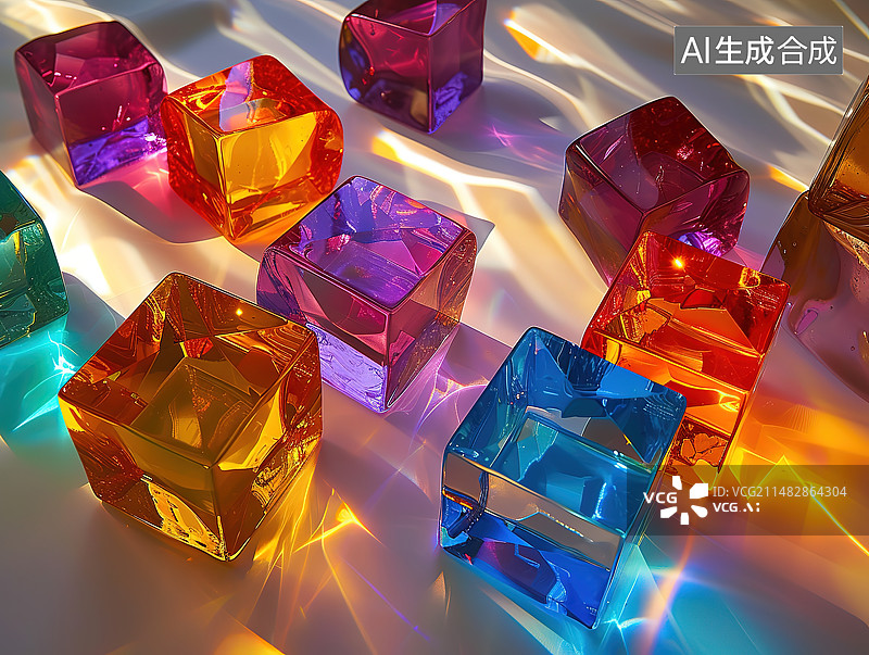 【AI数字艺术】彩色灯光下的彩色装饰特写镜头图片素材