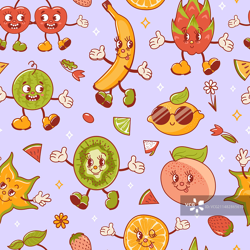 热带异域水果复古卡通图片素材