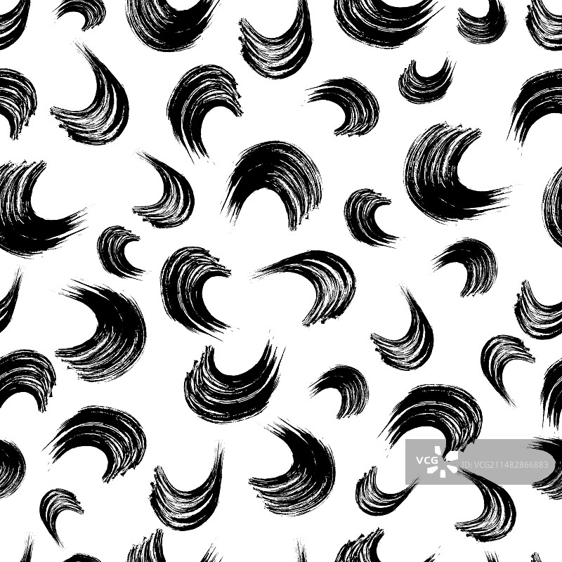 黑色波浪纹理笔刷无缝图案图片素材