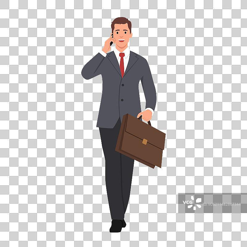 在街上边走边聊的商人图片素材