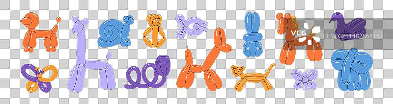 不同动物气球充气玩具套装图片素材