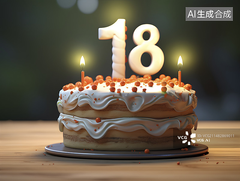 【AI数字艺术】18岁生日蛋糕图片素材