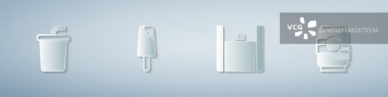 纸 Art 玻璃杯、水、冰淇淋在线图片素材