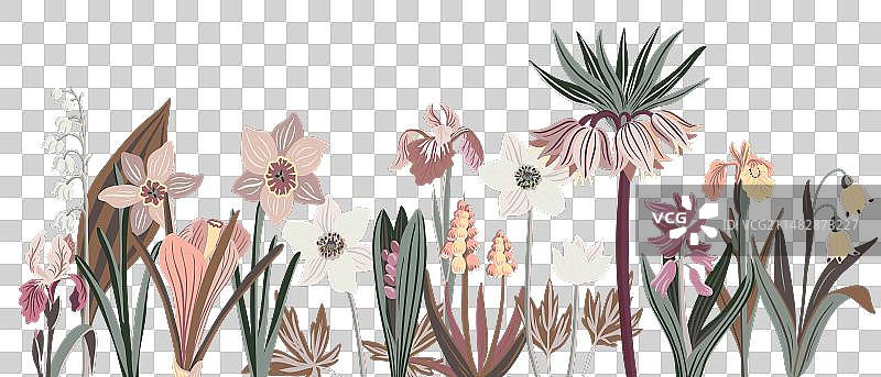 花园花卉绘画图片素材