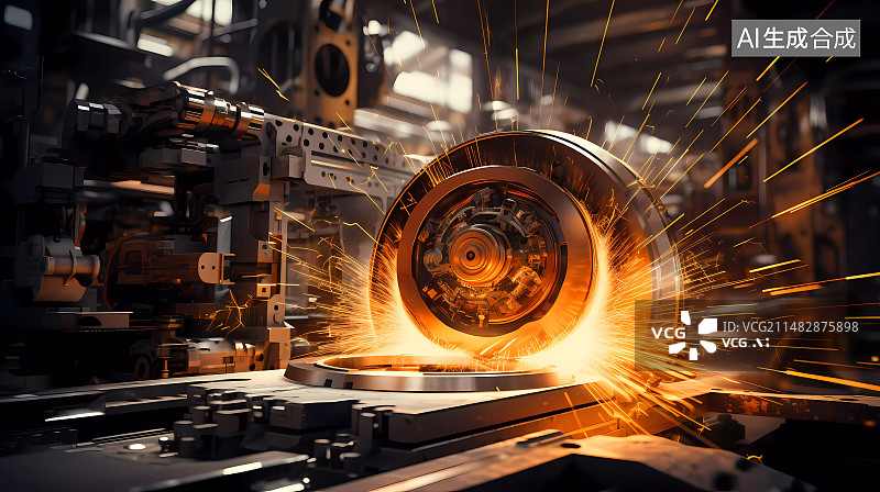 【AI数字艺术】高速运转的切割机图片素材