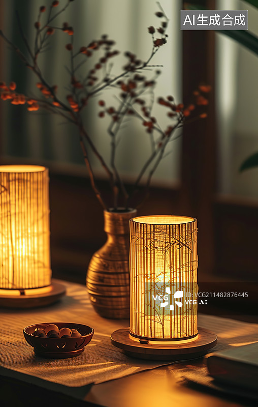 【AI数字艺术】桌上烛光的特写镜头图片素材