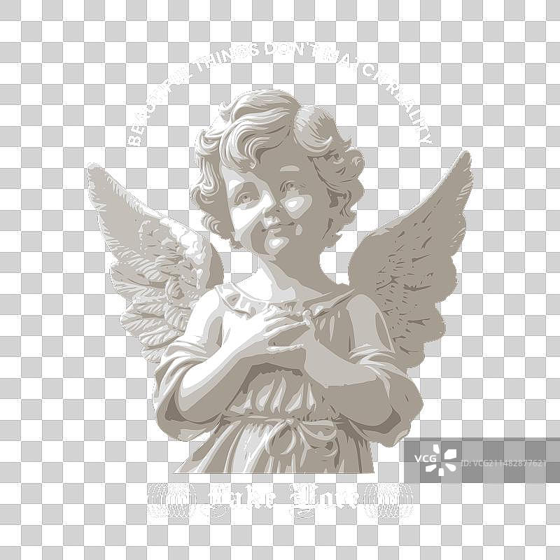 与雕像天使街头服饰设计的虚假浪漫图片素材