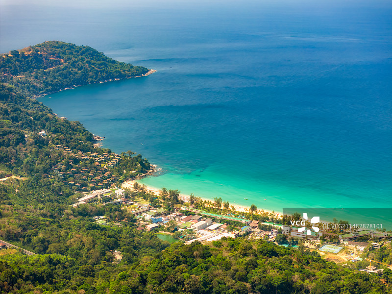 泰国普吉岛小卡塔沙滩（Kata Noi Beach）航拍图片素材