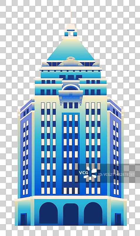 上海和平饭店矢量渐变插画图片素材