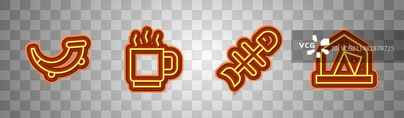 猎号、咖啡杯与鱼图片素材