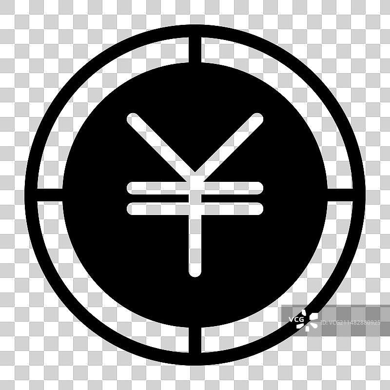 日元硬币扁平黑白图标图片素材