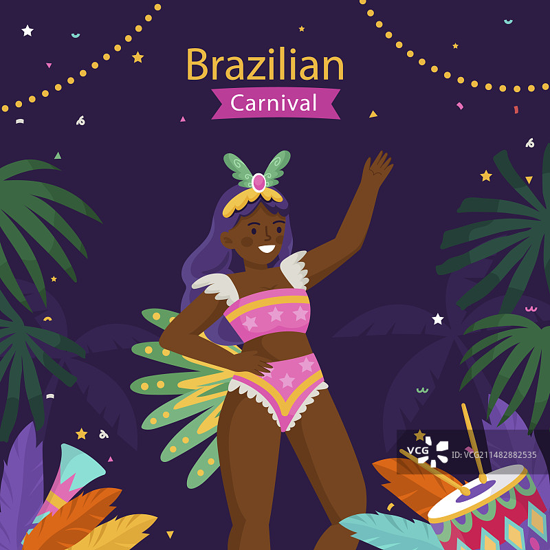 巴西狂欢节庆祝活动（白色背景）图片素材